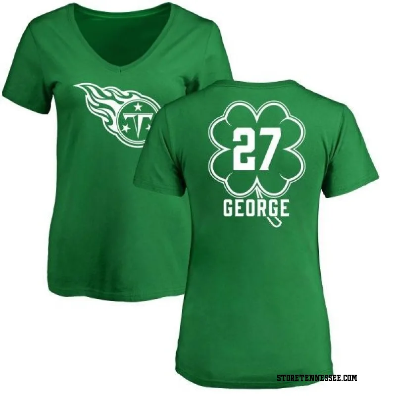 Green Women's Eddie George Tennessee Titans St. Patrick's Day Name & Number V-Neck T-Shirt