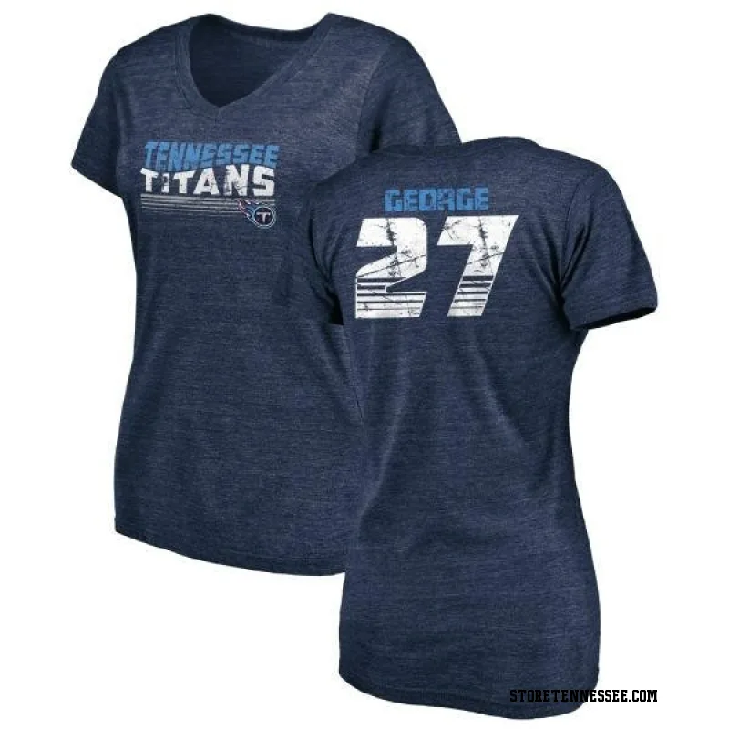 Navy Women's Eddie George Tennessee Titans Retro V-Neck T-Shirt